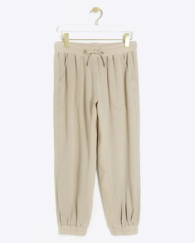 River Island Petite beige lyocell elasticated joggers< Petite