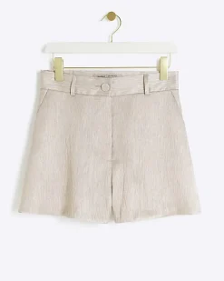 River Island Petite beige metallic smart shorts< Petite
