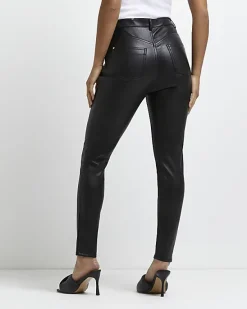 River Island Petite faux leather bum sculpt trousers< Petite