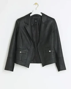 River Island Petite faux leather blazer< Petite