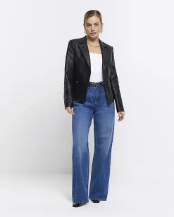 River Island Petite faux leather blazer< Petite