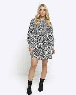 River Island Petite floral shirred swing mini dress< Petite