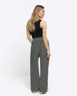 River Island Petite geometric wide leg trousers< Petite