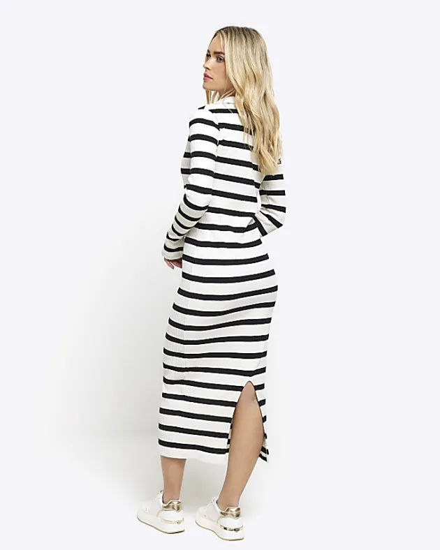 River Island Petite rib stripe bodycon midi dress< Petite