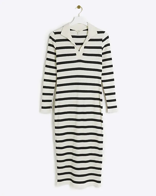 River Island Petite rib stripe bodycon midi dress< Petite