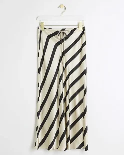 River Island Petite satin stripe midi skirt< Petite