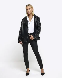River Island Petite skinny fit coated jeans< Petite