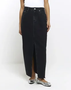 River Island Petite split hem denim maxi skirt< Petite