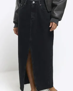 River Island Petite split hem denim maxi skirt< Petite