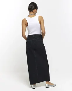 River Island Petite split hem denim maxi skirt< Petite