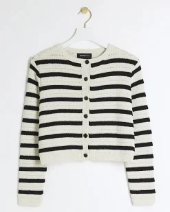 River Island Petite stripe textured knit cardigan< Petite