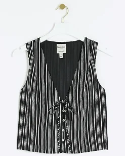 River Island Petite stripe tie up waistcoat< Petite