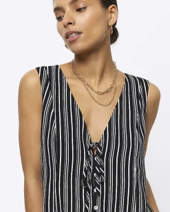 River Island Petite stripe tie up waistcoat< Petite