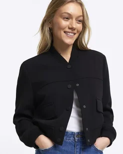 River Island Petite tailored crop bomber jacket< Petite