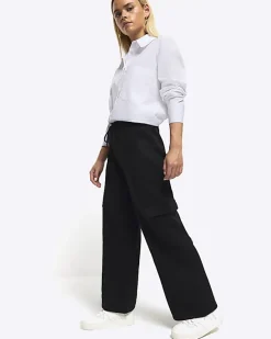 River Island Petite wide leg cargo joggers< Petite
