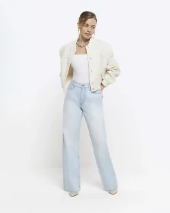 River Island Petite high waisted straight jeans< Petite