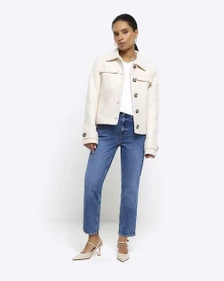 River Island Petite high waisted slim straight jeans< Petite
