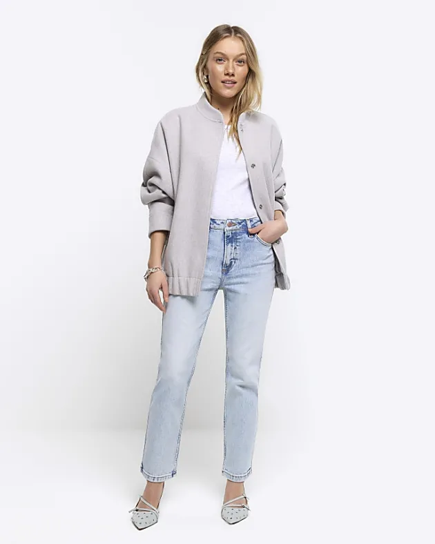 River Island Petite high waisted slim straight jeans< Petite