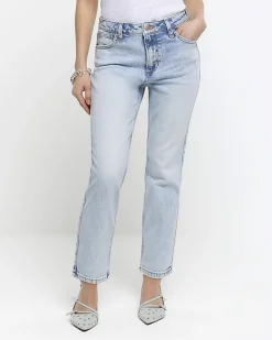 River Island Petite high waisted slim straight jeans< Petite