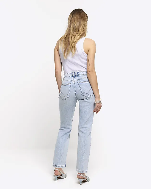 River Island Petite high waisted slim straight jeans< Petite
