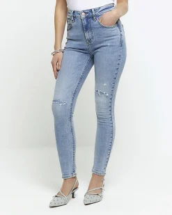River Island Petite high waisted ripped jeggings< Petite