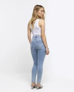 River Island Petite high waisted ripped jeggings< Petite