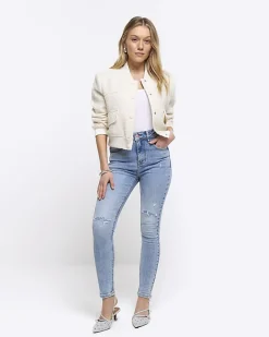River Island Petite high waisted ripped jeggings< Petite