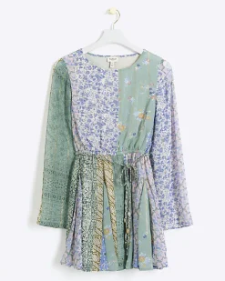 River Island Petite patchwork belted shift mini dress< Dresses