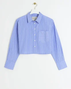 River Island Petite stripe crop shirt< Petite