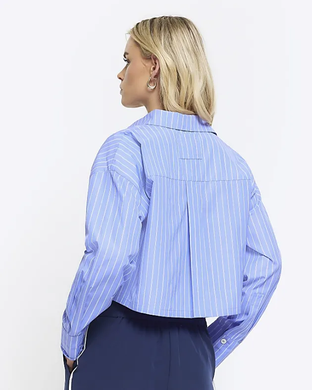 River Island Petite stripe crop shirt< Petite