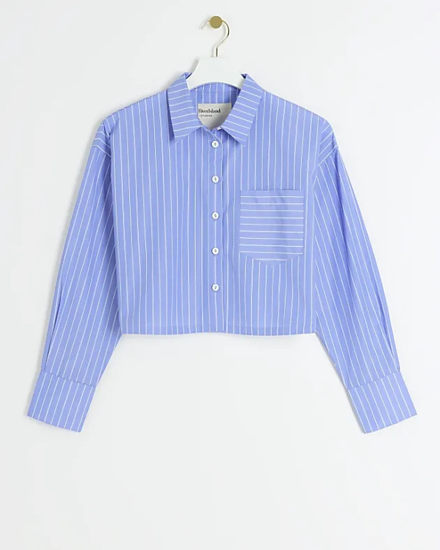 River Island Petite stripe crop shirt< Petite