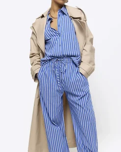 River Island Petite stripe poplin pull on trousers< Petite