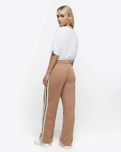 River Island Petite side stripe wide leg joggers< Petite