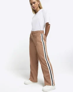 River Island Petite side stripe wide leg joggers< Petite