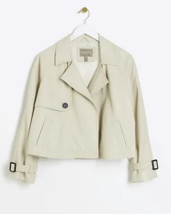 River Island Petite Faux Leather Trench Coat< Petite