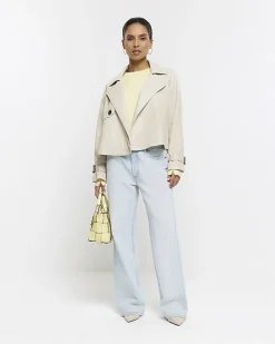 River Island Petite Faux Leather Trench Coat< Petite