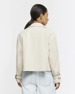 River Island Petite Faux Leather Trench Coat< Petite