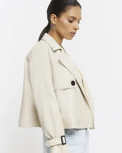 River Island Petite Faux Leather Trench Coat< Petite
