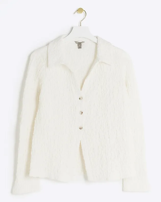 River Island Petite textured long sleeve shirt< Petite