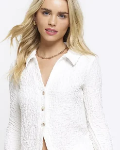 River Island Petite textured long sleeve shirt< Petite
