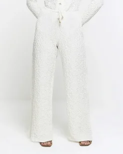 River Island Petite textured wide leg trousers< Petite