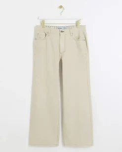 River Island Petite ecru high waisted straight jeans< Petite