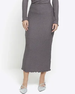 River Island Petite textured midi skirt< Petite