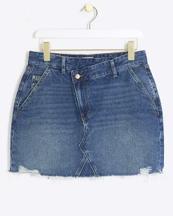 River Island Petite hem asymmetric denim mini skirt< Petite