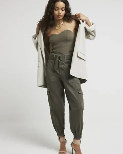 River Island Petite belted utility cargo trousers< Petite