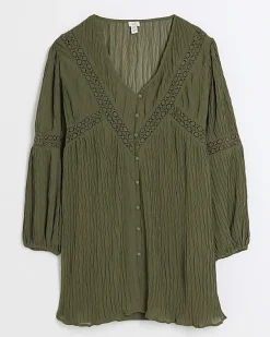 River Island Petite lace detail smock mini dress< Petite