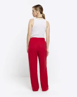 River Island Petite side stripe wide leg joggers< Petite