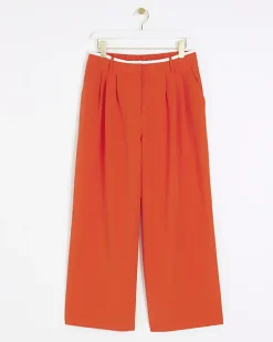 River Island Petite side stripe wide leg trousers< Petite