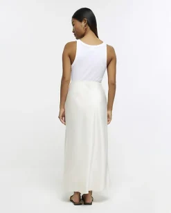River Island Petite stone satin maxi skirt< Petite