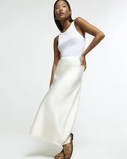 River Island Petite stone satin maxi skirt< Petite